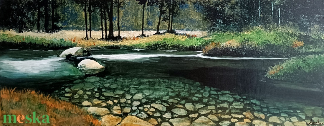 Kövek a víz alatt - művészet - festmény - akril - Meska.hu
