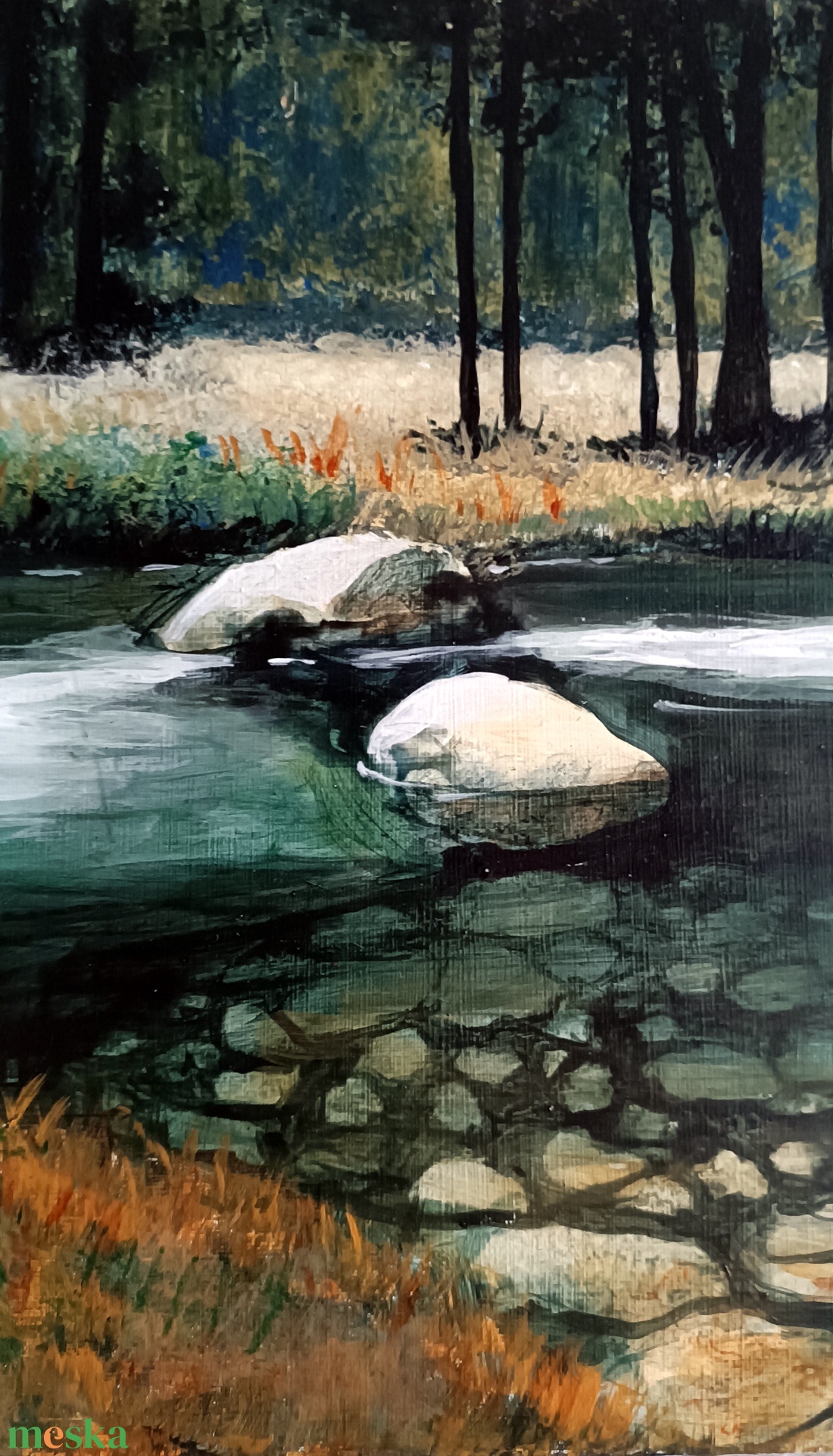 Kövek a víz alatt - művészet - festmény - akril - Meska.hu