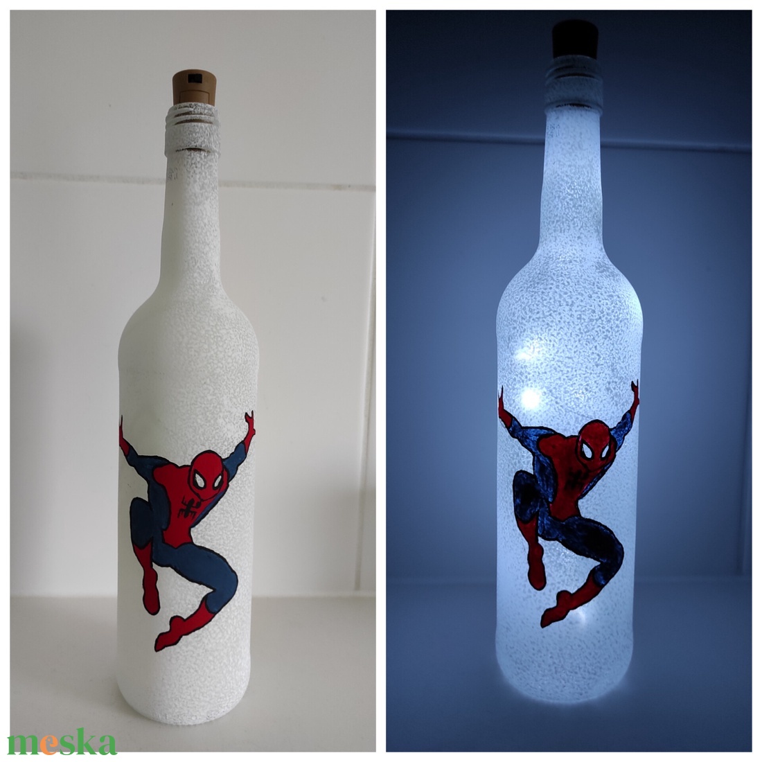 Pókember palack lámpás , hangulatlámpa Siderman - otthon & lakás - lámpa - hangulatlámpa - Meska.hu