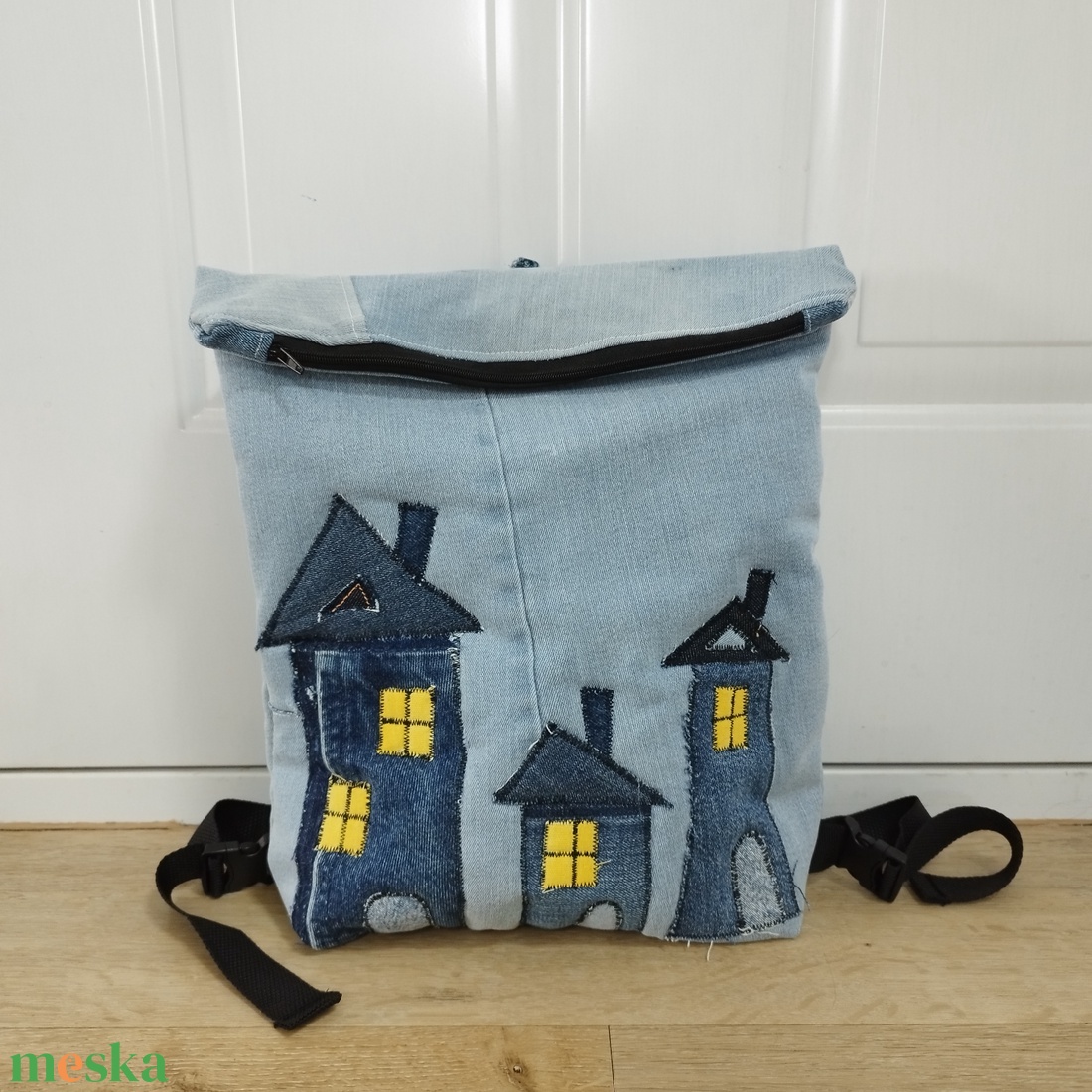 Házikós farmer hátizsák - táska & tok - hátizsák - roll top hátizsák - Meska.hu