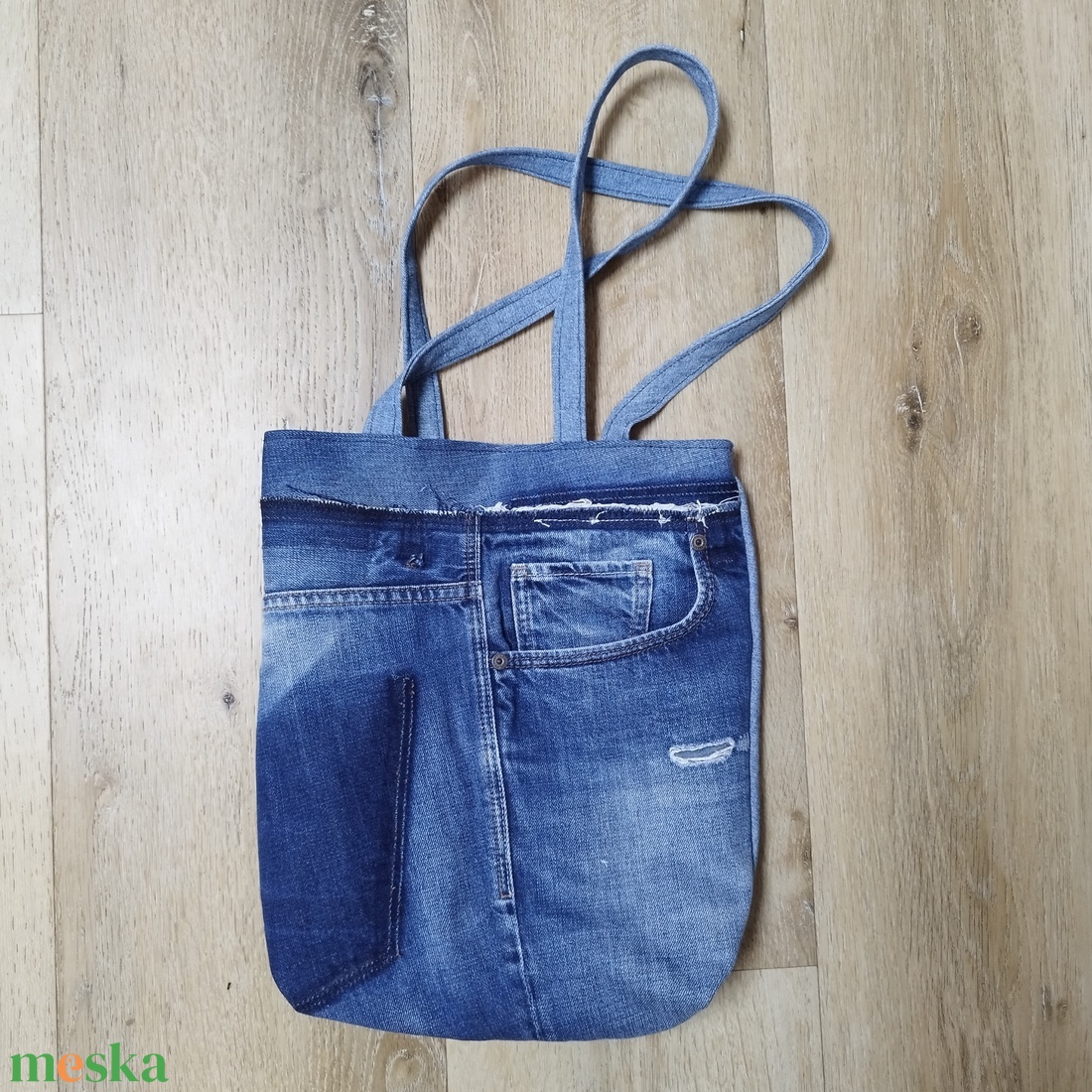 Afrikai nő válltáska / vállszatyor farmerből - táska & tok - bevásárlás & shopper táska - shopper, textiltáska, szatyor - Meska.hu