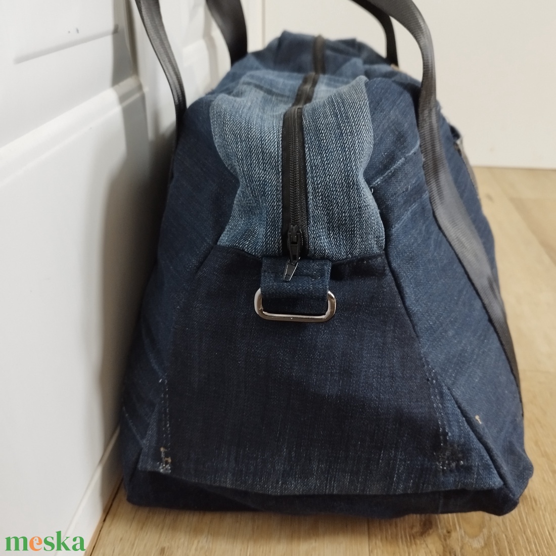 Nagyméretű sporttáska farmerből - táska & tok - edzőtáskák - sporttáska - Meska.hu