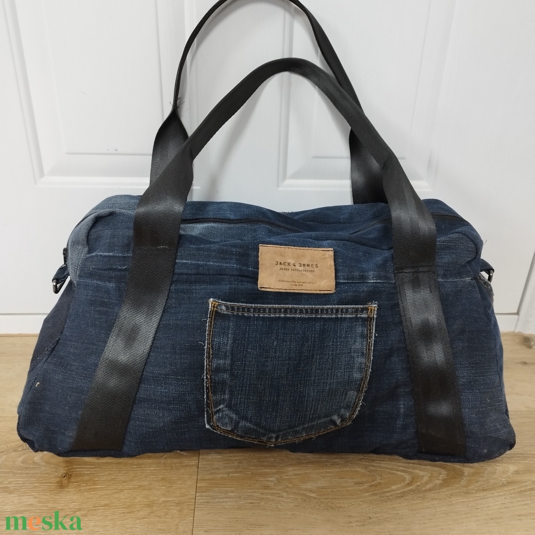 Nagyméretű sporttáska farmerből - táska & tok - edzőtáskák - sporttáska - Meska.hu