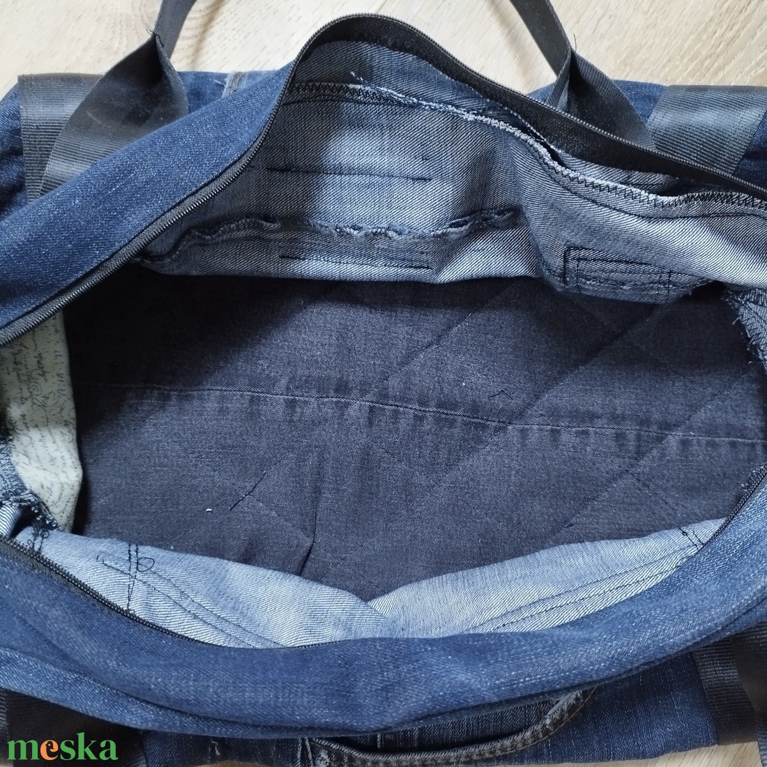 Nagyméretű sporttáska farmerből - táska & tok - edzőtáskák - sporttáska - Meska.hu