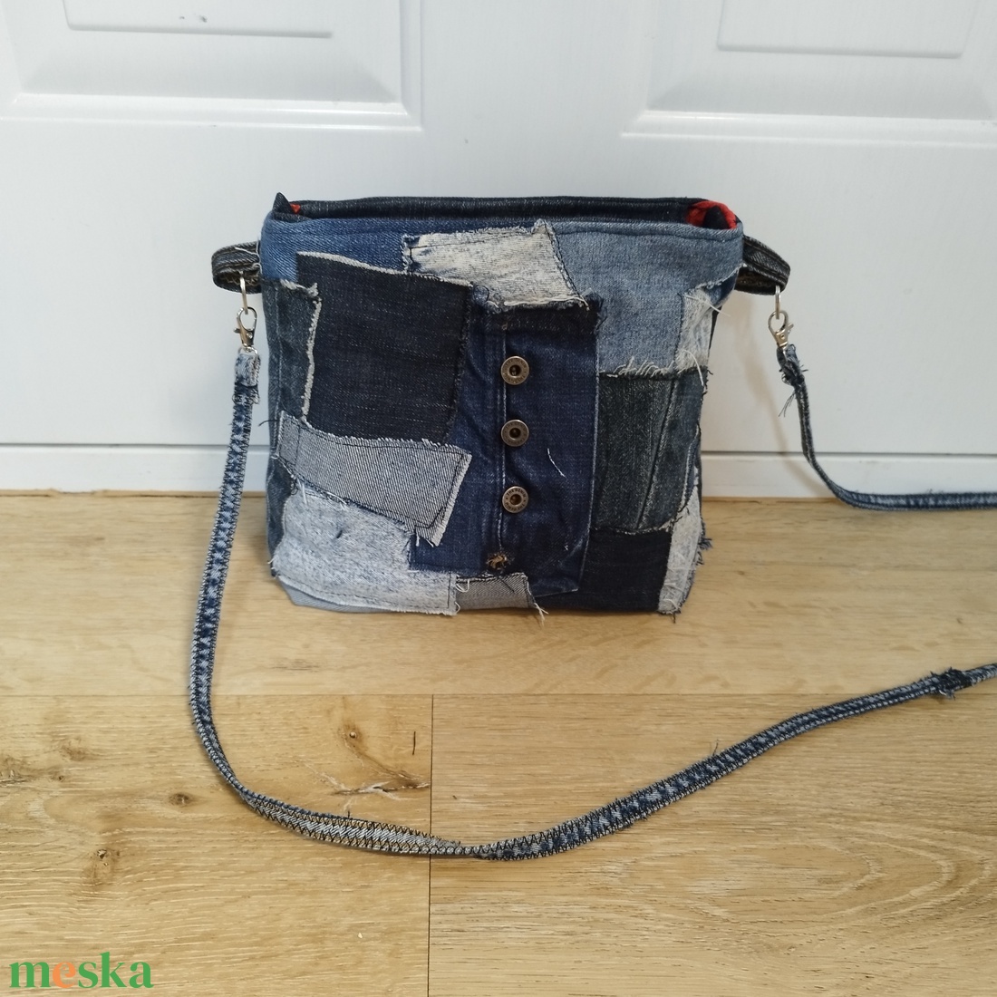 Női farmer válltáska - patchwork - táska & tok - kézitáska & válltáska - vállon átvethető táska - Meska.hu