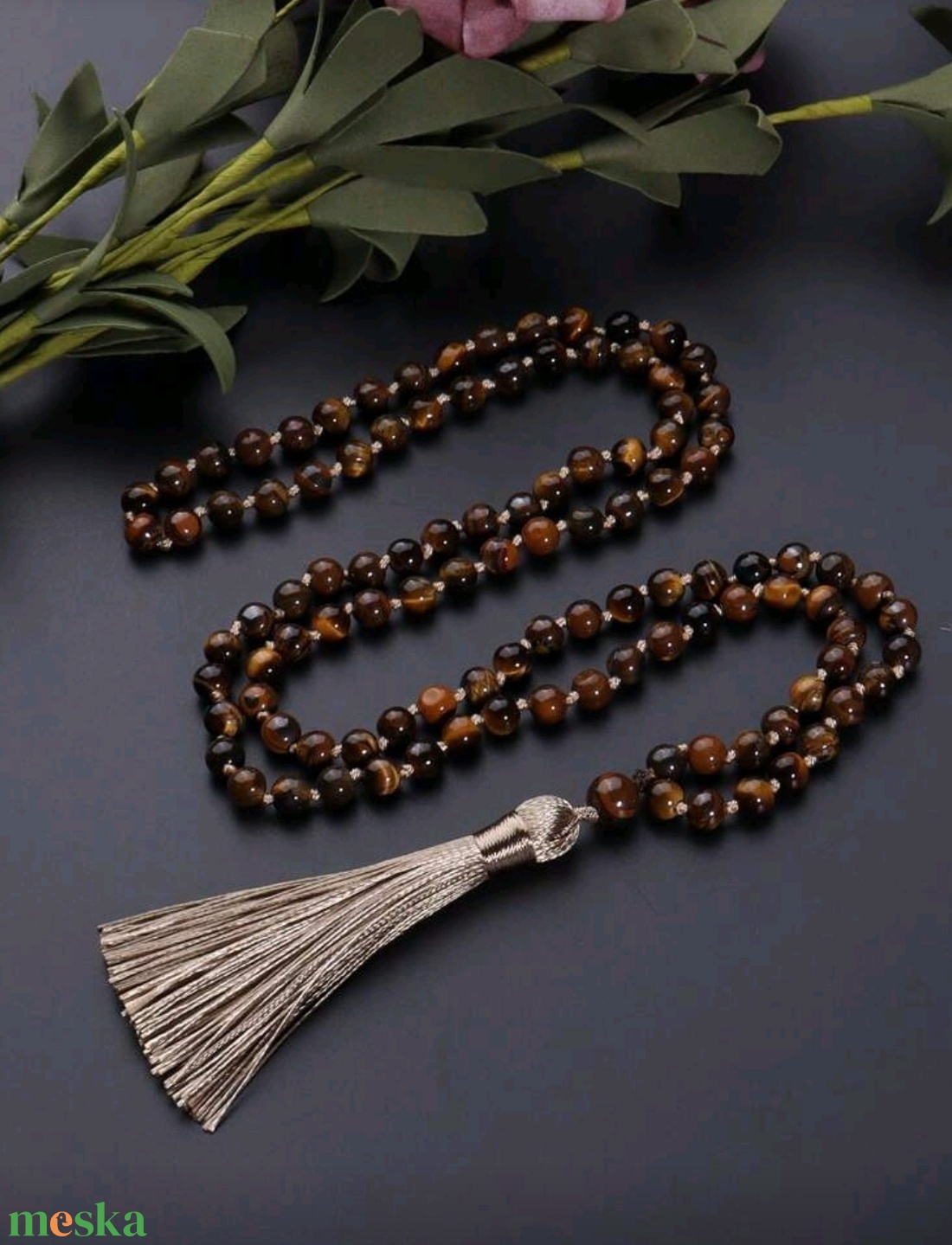 108 szemes tigrisszem mala, díszdobozban  - otthon & életmód - vallás - lánc & füzér - Meska.hu