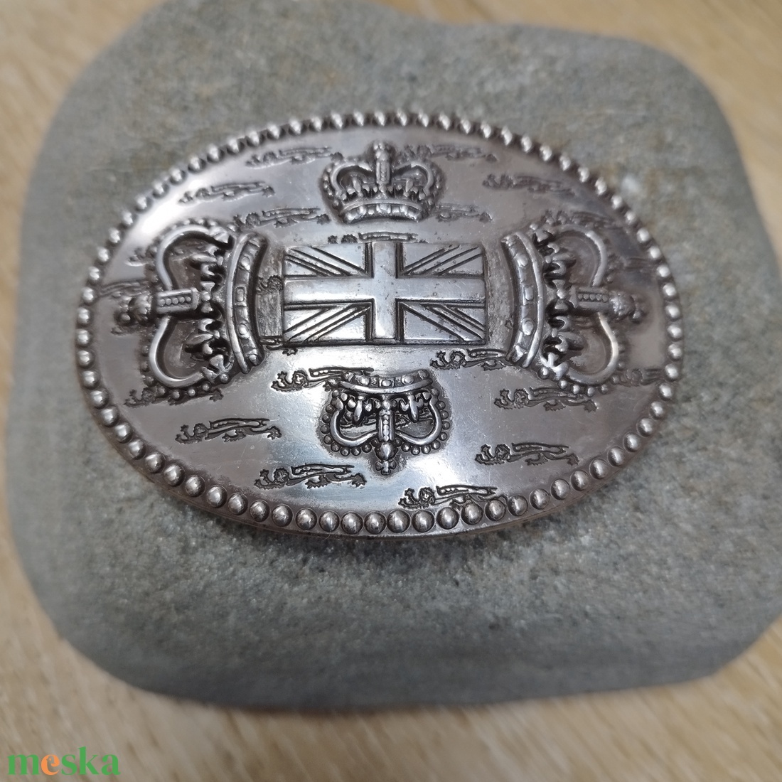 Egyesült királyság zászlós koronás vintage övcsat (rocker - motoros) Union Jack and Crown Majesty belt buckle - ruha & divat - öv & övcsat - övcsat - Meska.hu