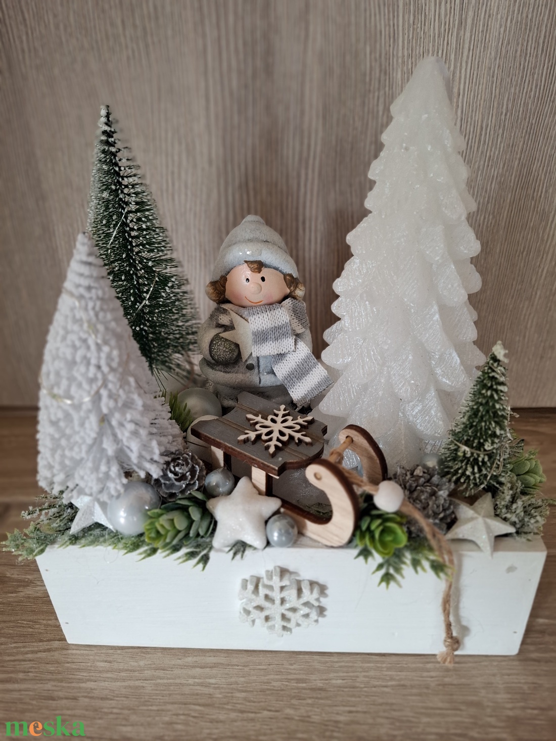 Karácsonyi asztaldísz szánkós - karácsony - adventi díszek - adventi asztaldísz - Meska.hu