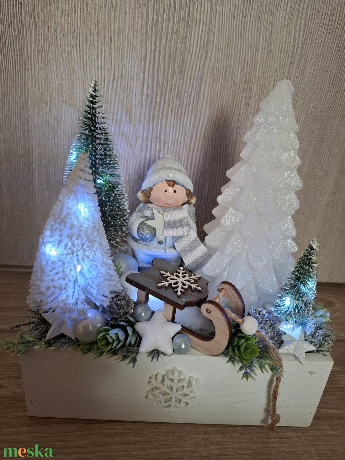 Karácsonyi asztaldísz szánkós - karácsony - adventi díszek - adventi asztaldísz - Meska.hu