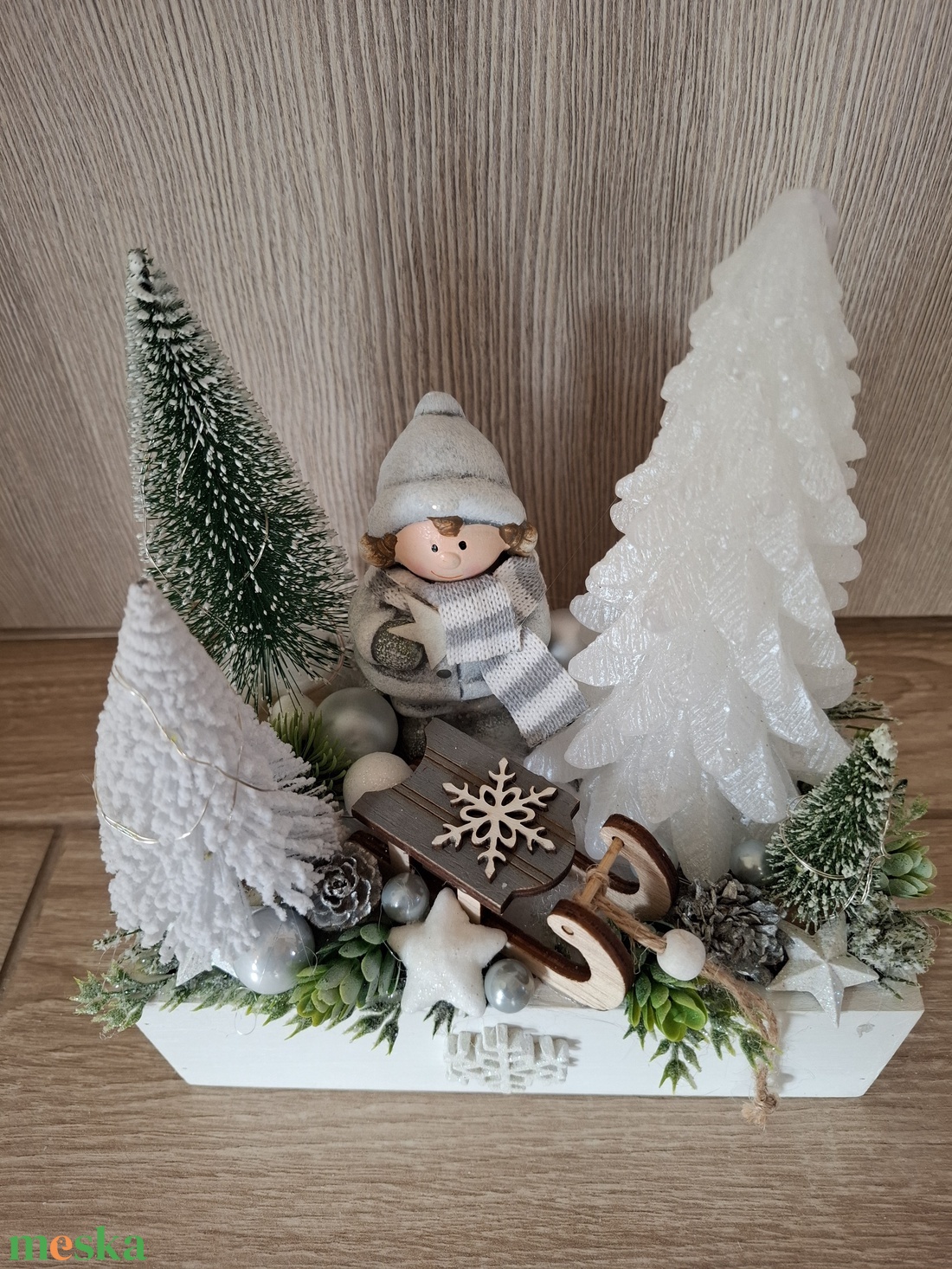 Karácsonyi asztaldísz szánkós - karácsony - adventi díszek - adventi asztaldísz - Meska.hu