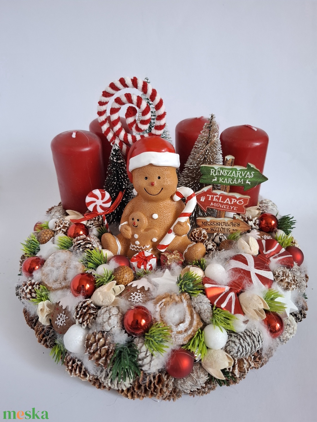 Adventi koszorú mézivel - karácsony - adventi díszek - adventi koszorú - Meska.hu