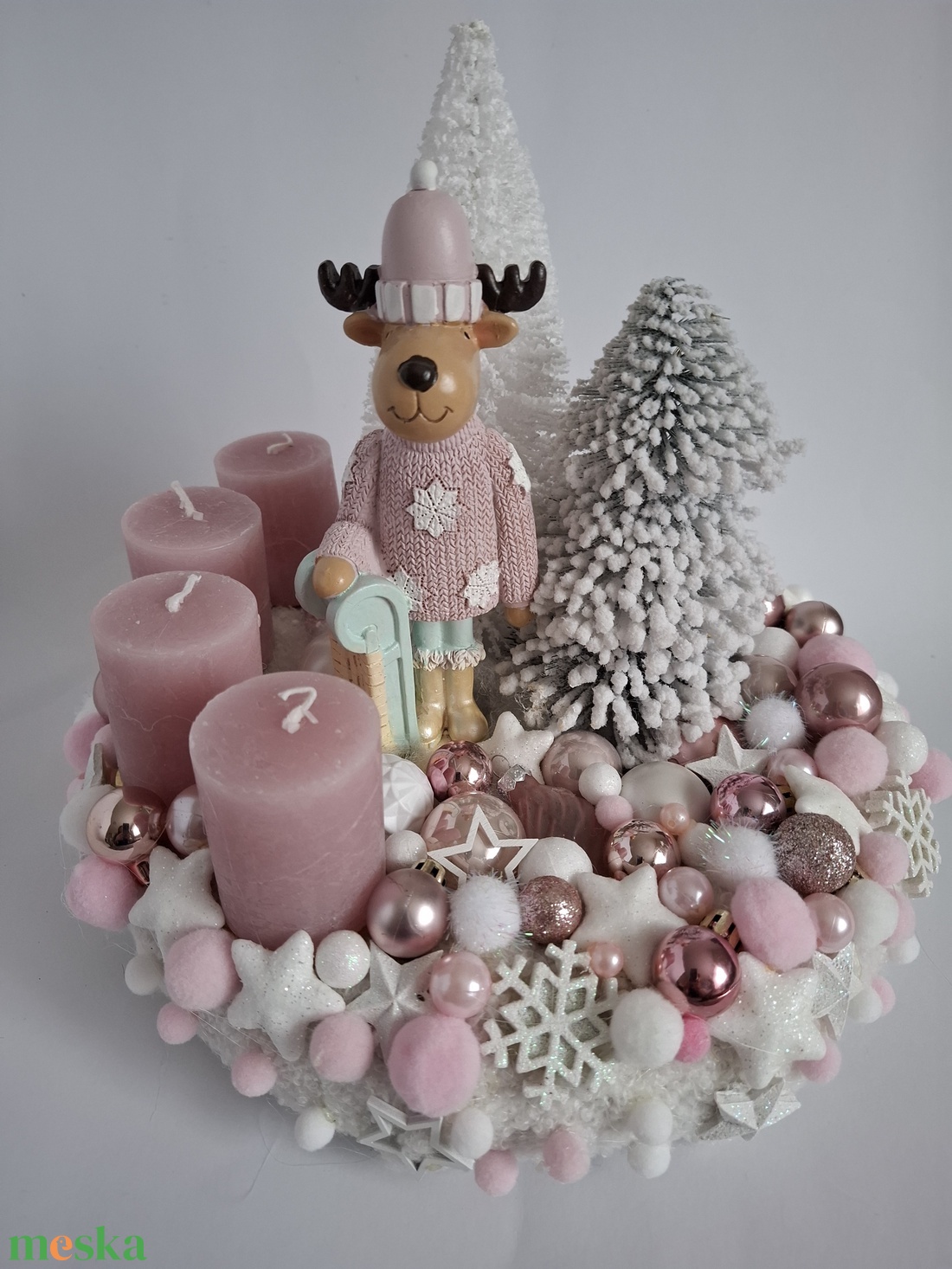 Adventi koszorú pulcsis szarvassal - karácsony - adventi díszek - adventi koszorú - Meska.hu