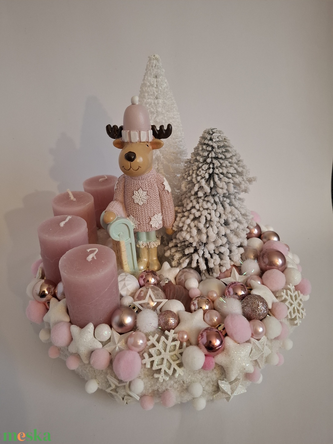 Adventi koszorú pulcsis szarvassal - karácsony - adventi díszek - adventi koszorú - Meska.hu