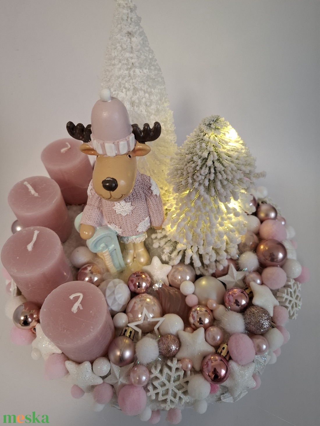 Adventi koszorú pulcsis szarvassal - karácsony - adventi díszek - adventi koszorú - Meska.hu