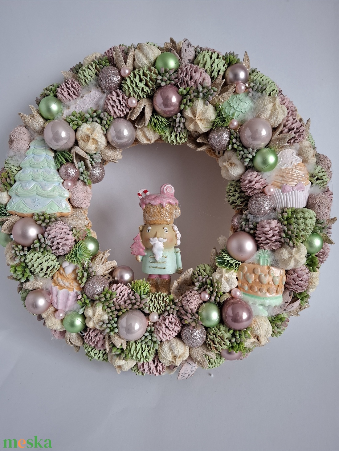 Karácsonyi kopogtató pasztel - karácsony - adventi díszek - adventi ajtódísz - Meska.hu