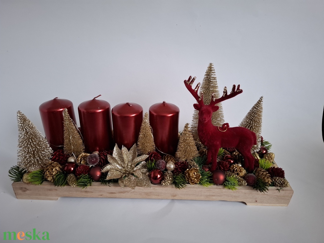 Adventi asztaldisz arany bordó - karácsony - adventi díszek - adventi asztaldísz - Meska.hu