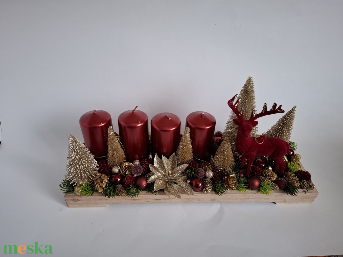 Adventi asztaldisz arany bordó - karácsony - adventi díszek - adventi asztaldísz - Meska.hu