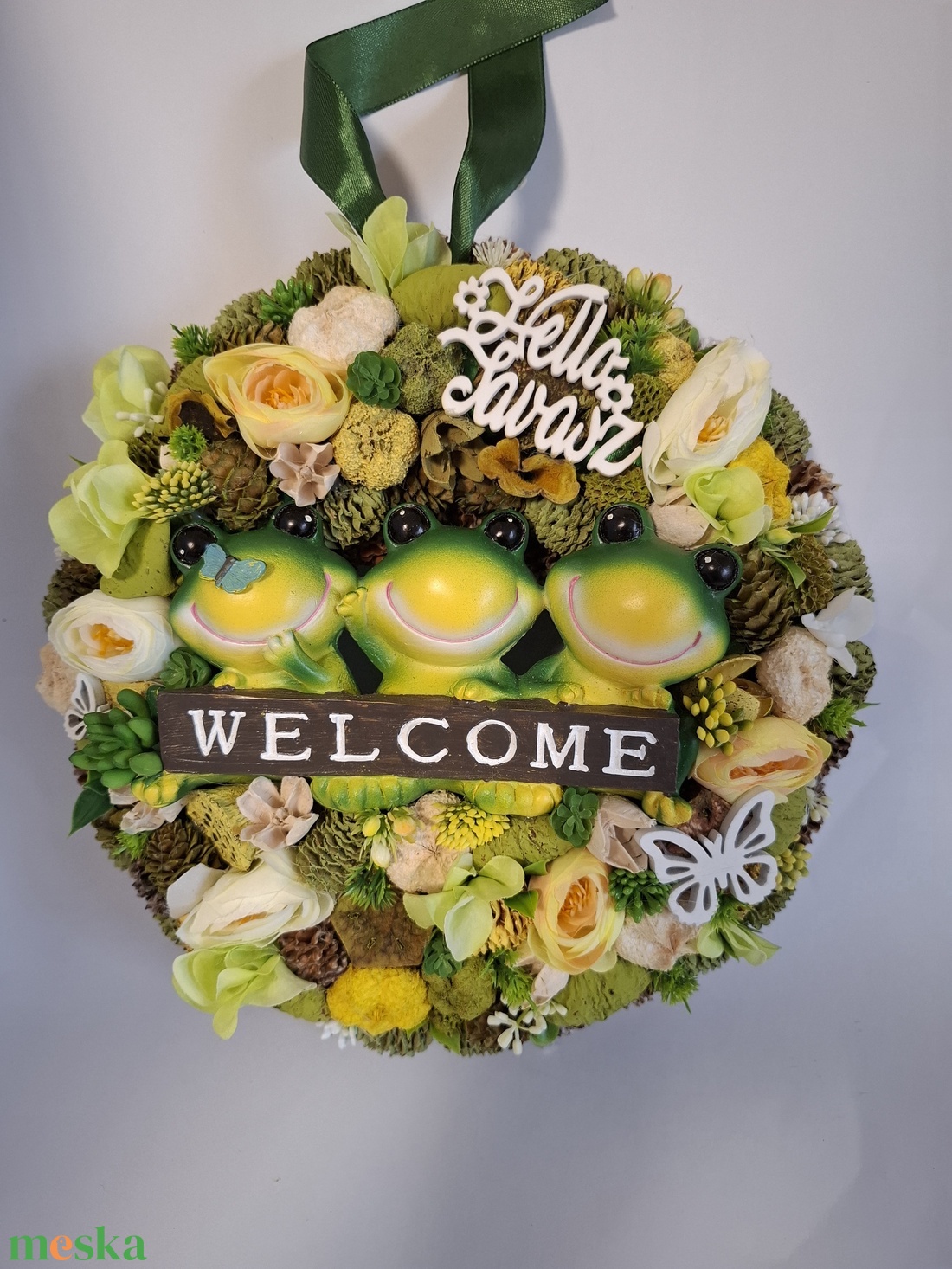 Tavaszi kopogtató welcome - otthon & életmód - dekoráció - ajtó- és ablak dekoráció - ajtódísz & kopogtató - Meska.hu