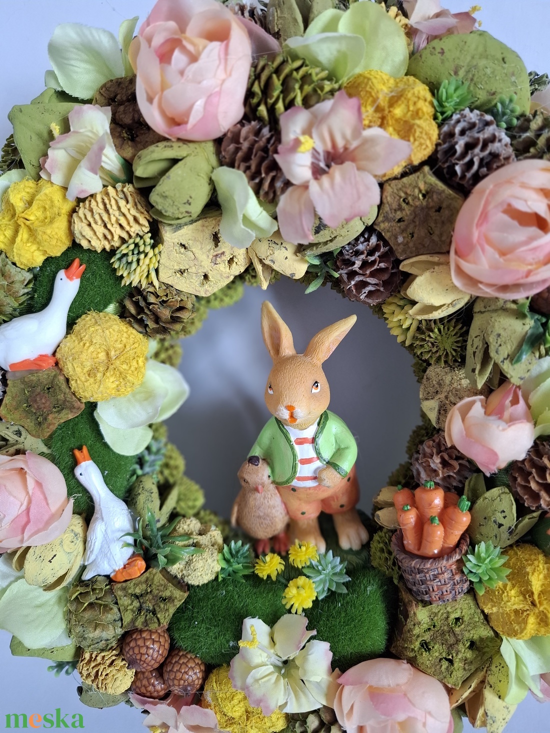 Tavaszi kopogtató libás - ünnepi díszek, dekorációk - húsvéti díszek és dekorációk - húsvéti ajtódísz, kopogtató - Meska.hu