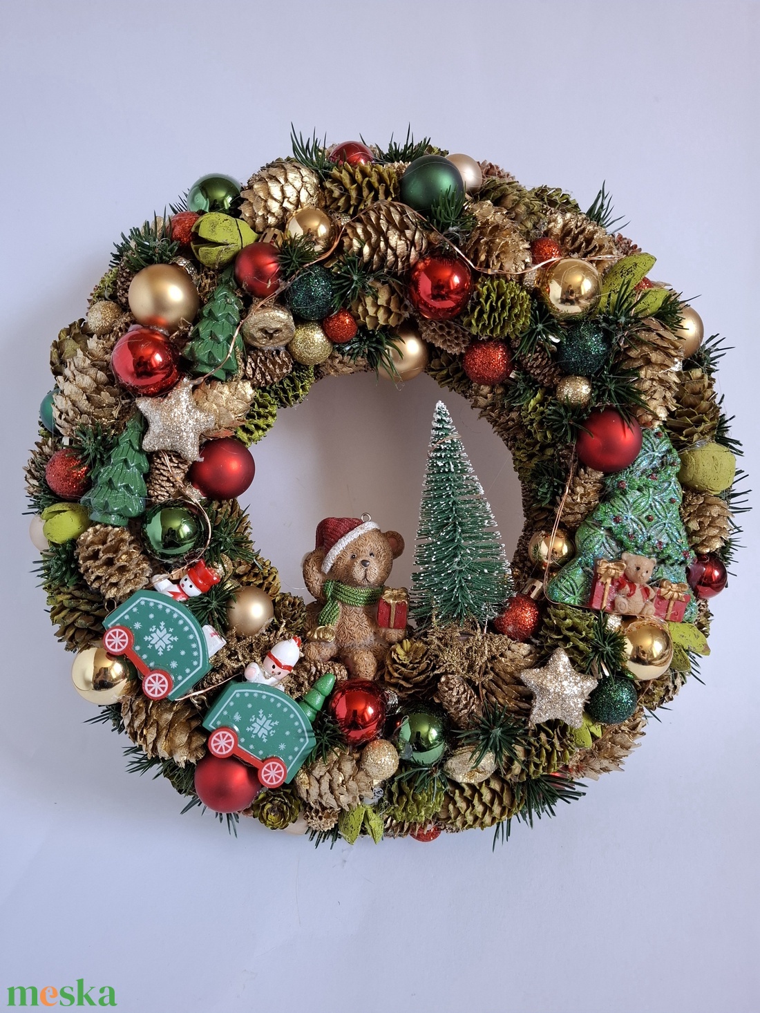 Karácsonyi macis kopogtató - karácsony - adventi díszek - adventi ajtódísz - Meska.hu