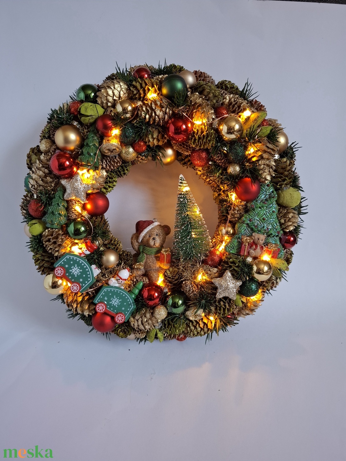 Karácsonyi macis kopogtató - karácsony - adventi díszek - adventi ajtódísz - Meska.hu