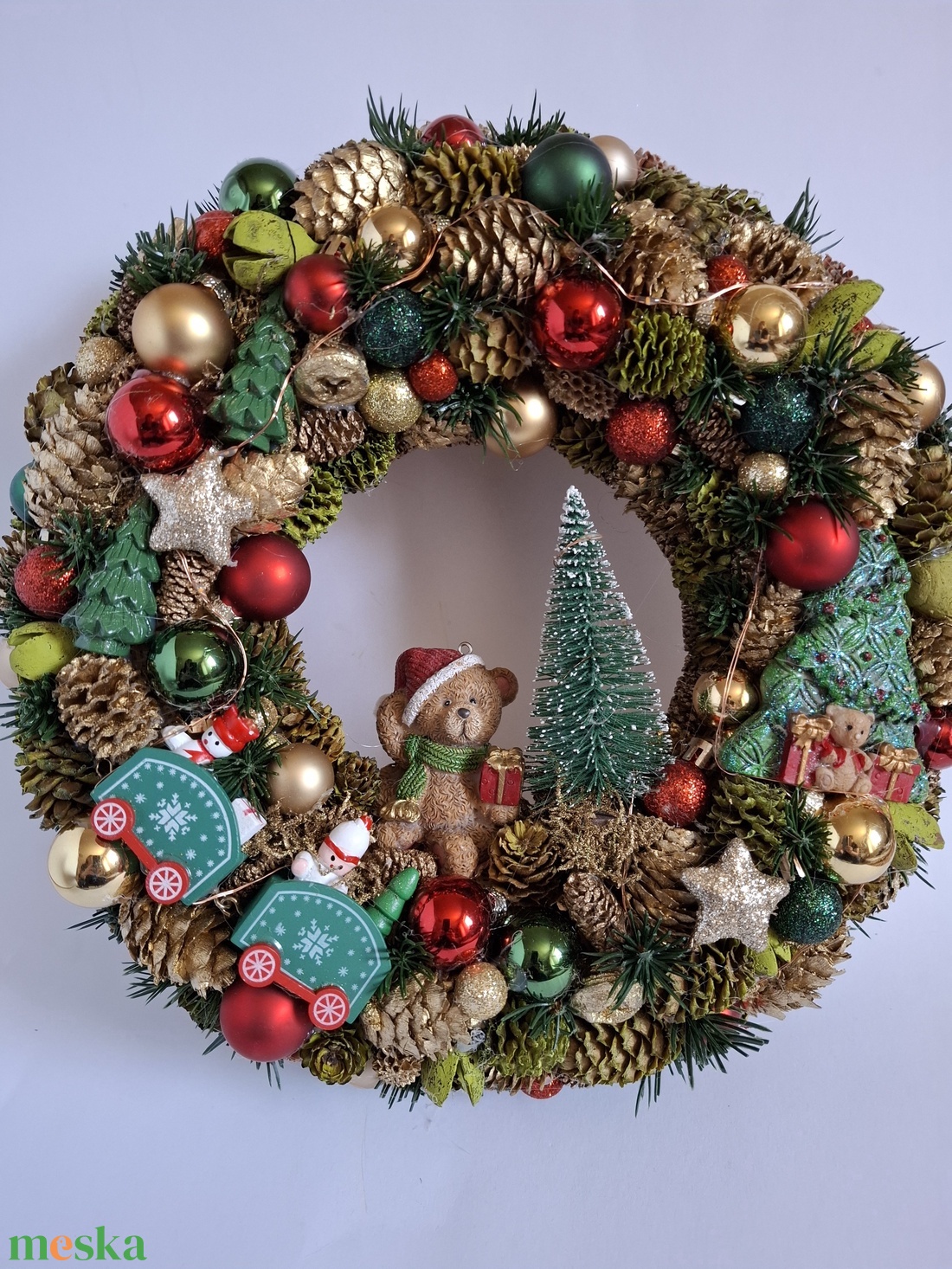 Karácsonyi macis kopogtató - karácsony - adventi díszek - adventi ajtódísz - Meska.hu