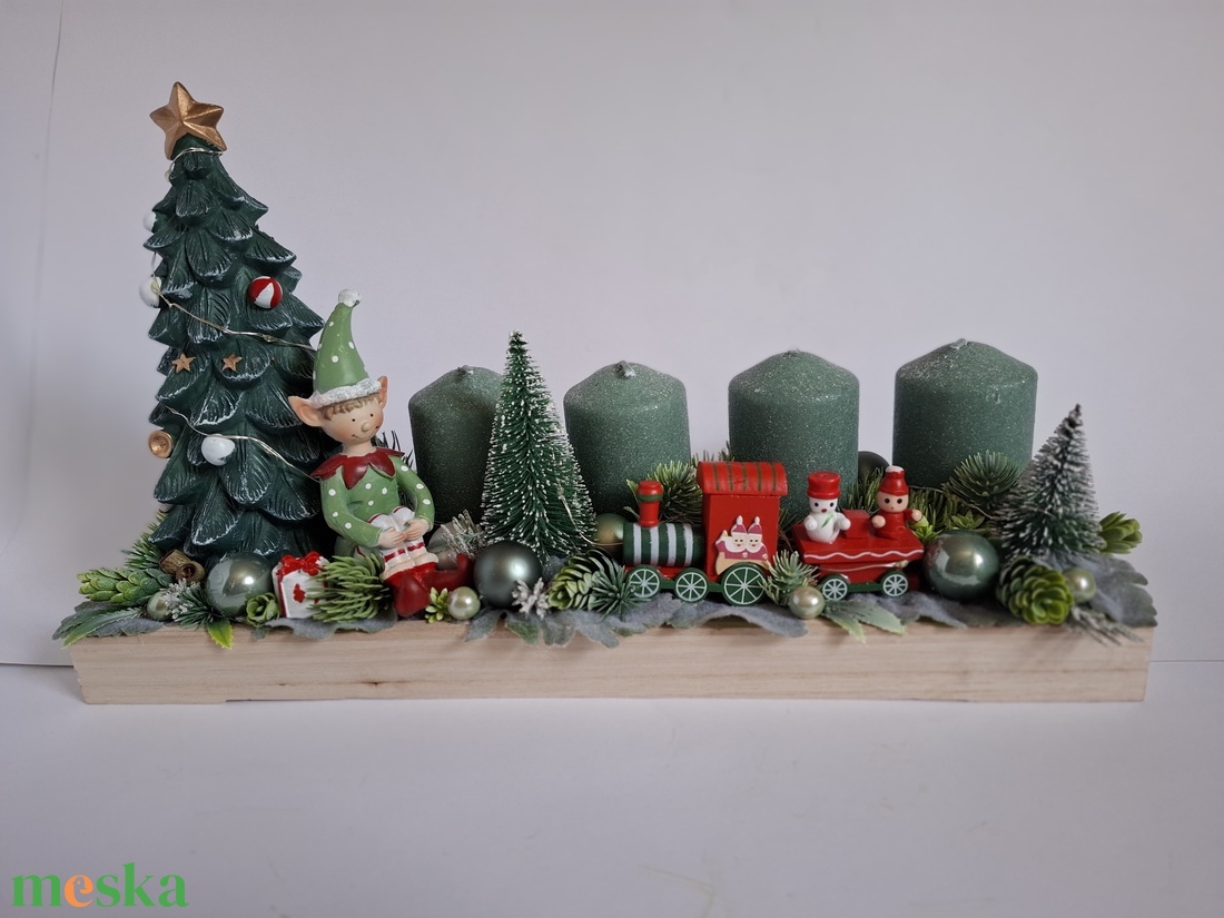 Adventi asztaldísz vonatos - karácsony - adventi díszek - adventi asztaldísz - Meska.hu