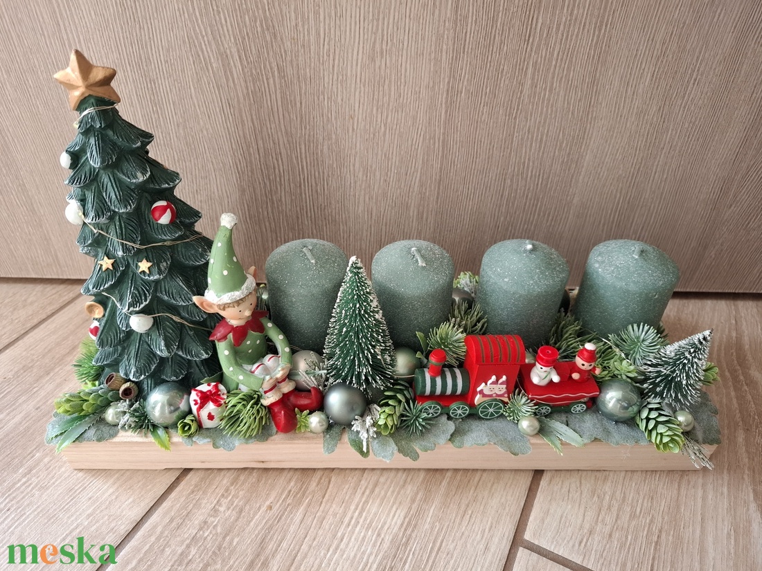 Adventi asztaldísz vonatos - karácsony - adventi díszek - adventi asztaldísz - Meska.hu