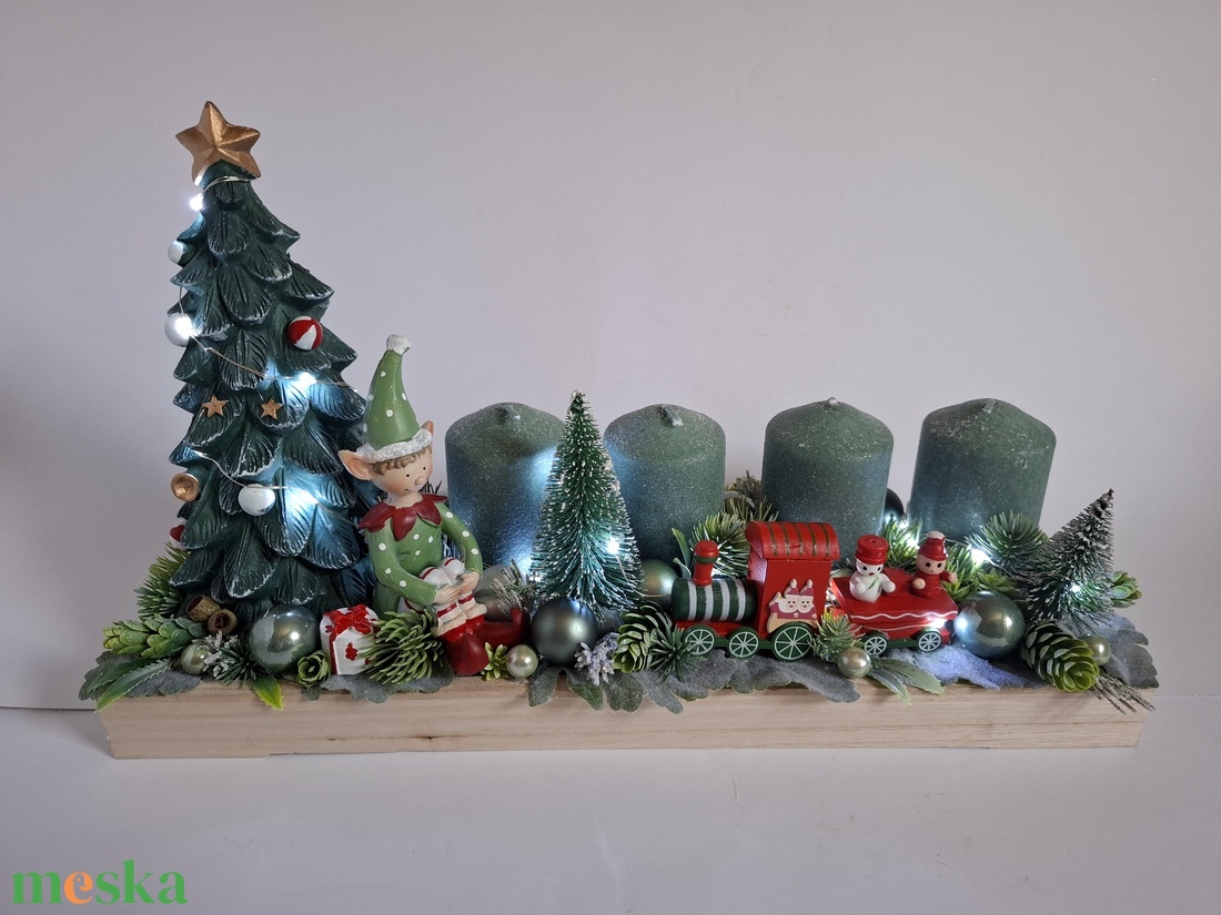 Adventi asztaldísz vonatos - karácsony - adventi díszek - adventi asztaldísz - Meska.hu