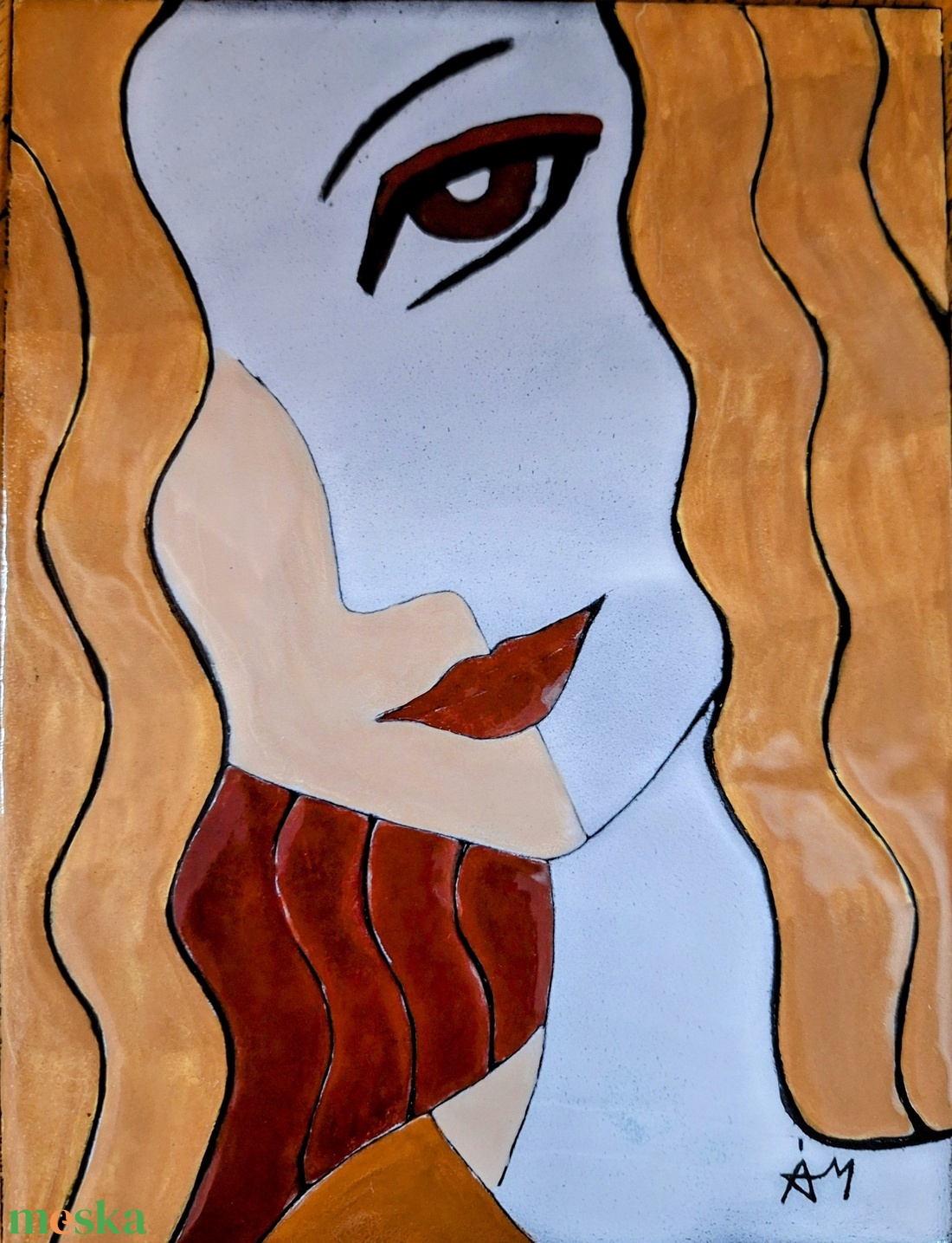 Lány - művészet - festmény - tűzzománc - Meska.hu