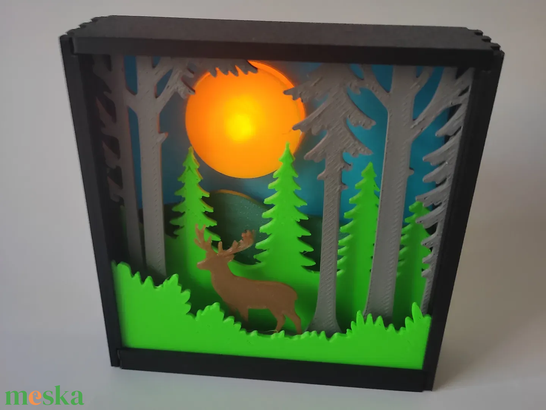 Rétegezett erdei árnyékkép � shadow box � világítós dekoráció - otthon & életmód - dekoráció - dísztárgy - Meska.hu