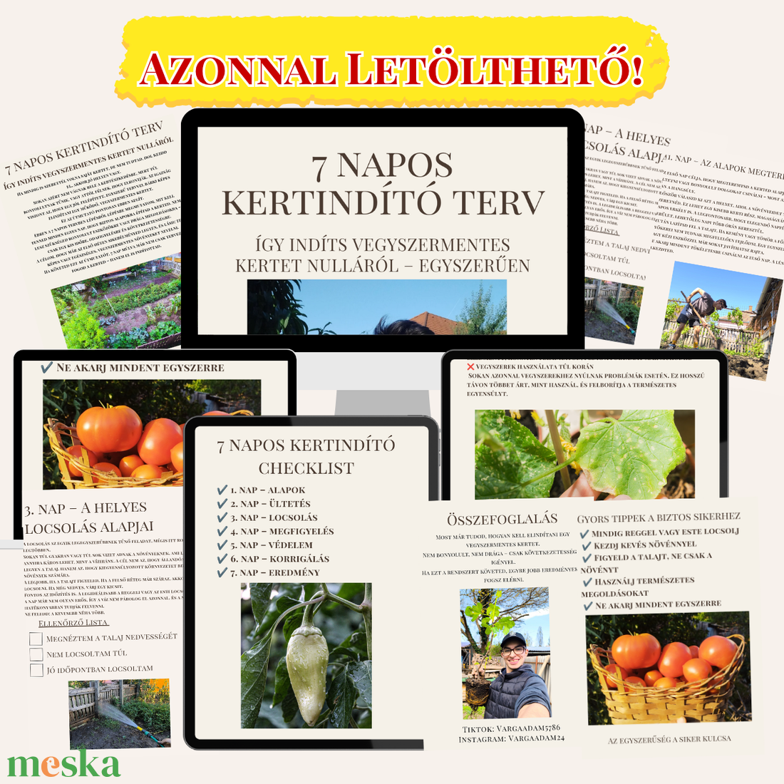 7 napos kertindító terv � Vegyszermentes kert kezdőknek, lépésről lépésre útmutató (PDF) - művészet - grafika & illusztráció - digitális - Meska.hu