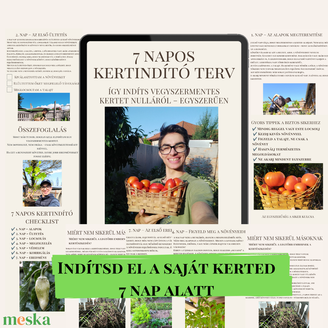 7 napos kertindító terv � Vegyszermentes kert kezdőknek, lépésről lépésre útmutató (PDF) - művészet - grafika & illusztráció - digitális - Meska.hu