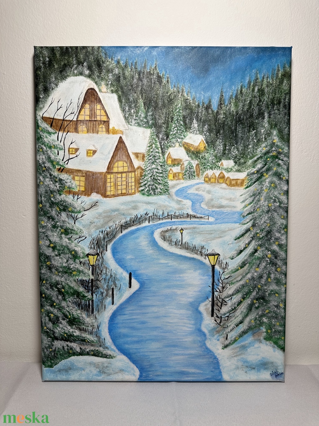 Téli festmény - művészet - festmény - akril - Meska.hu