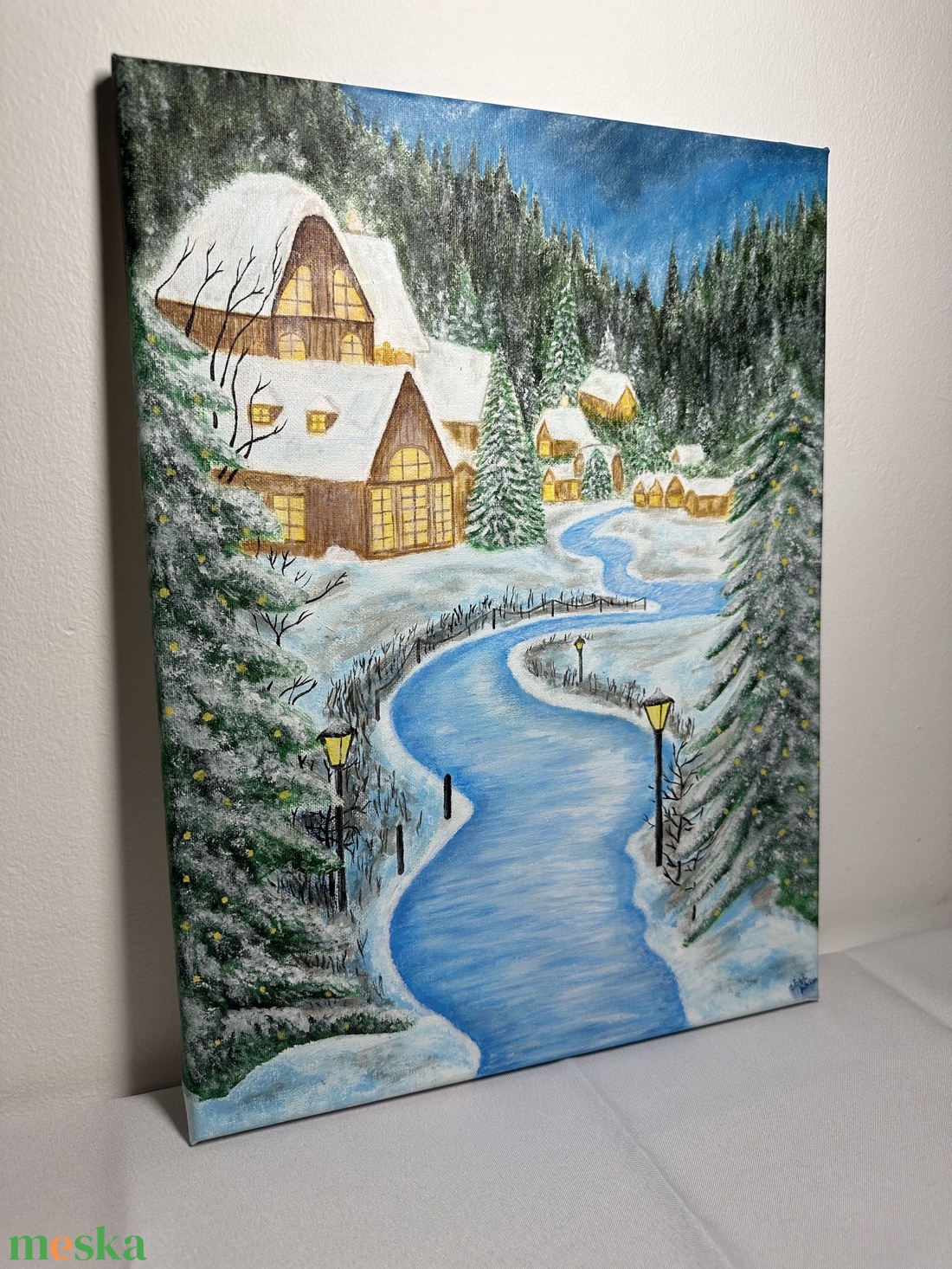 Téli festmény - művészet - festmény - akril - Meska.hu