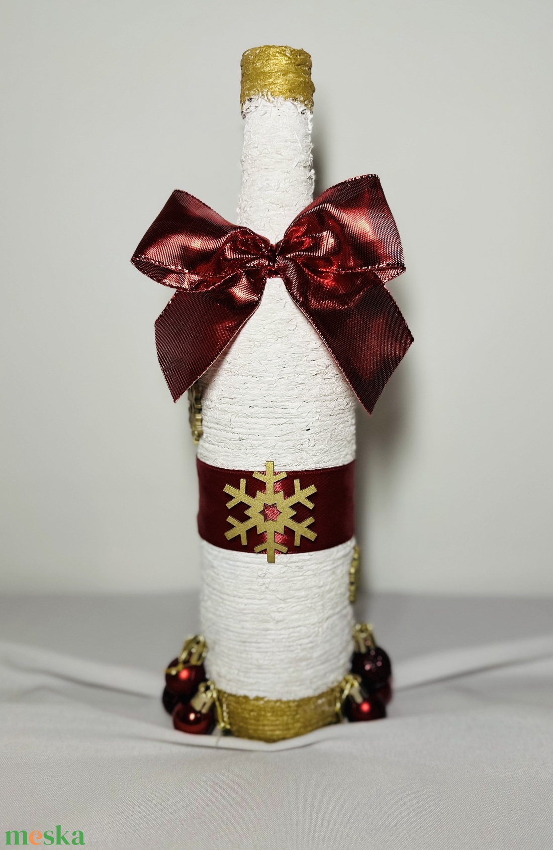 Dekorált palack (tél) - otthon & életmód - dekoráció - asztal és polc dekoráció - asztaldísz - Meska.hu