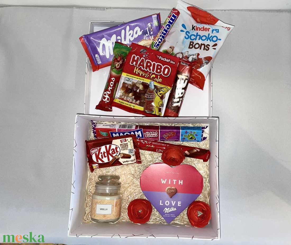Lányos édességbox - élelmiszer - gourmet ajándékcsomag - Meska.hu