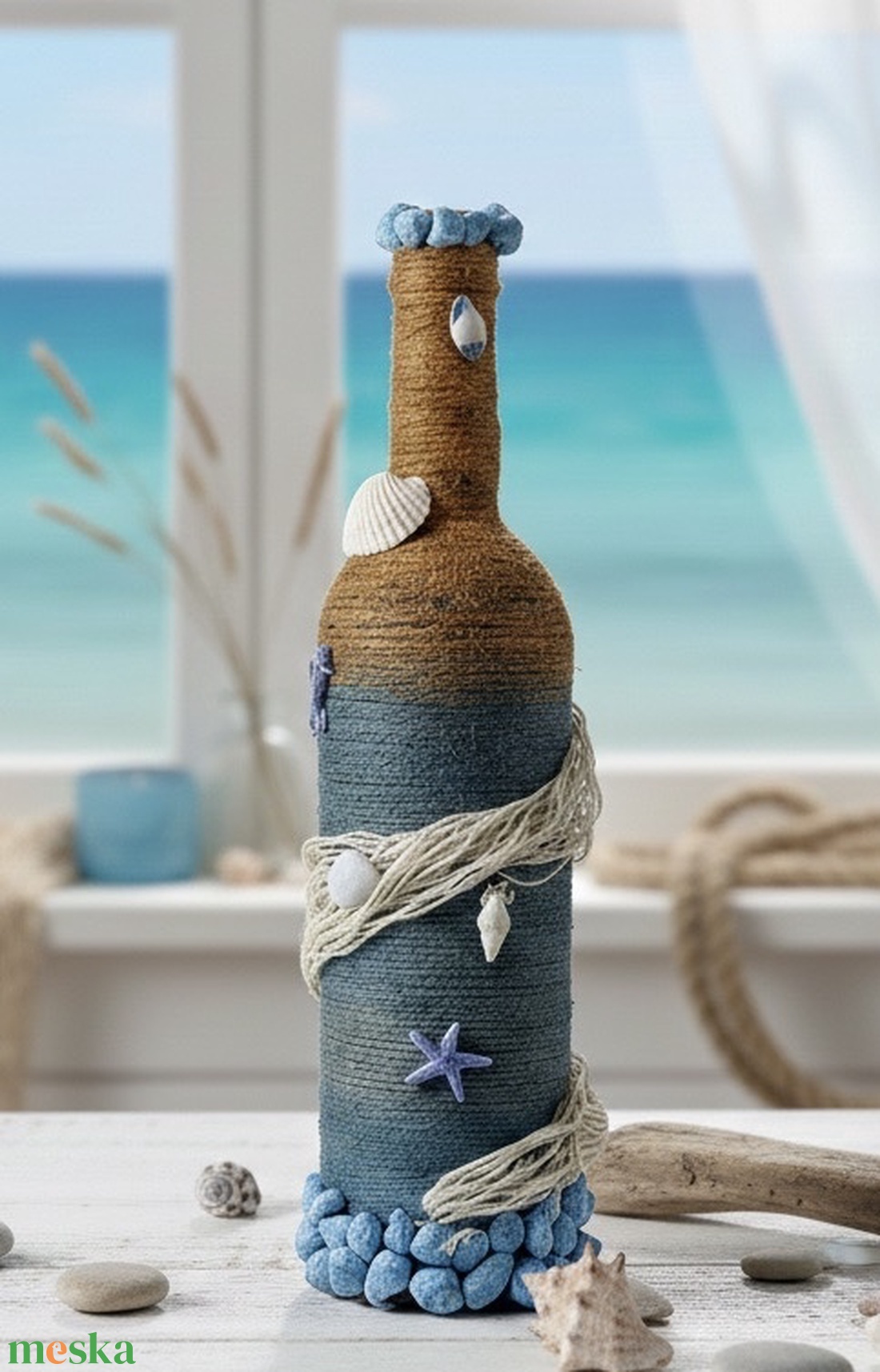 Dekorált palack (nyár) - otthon & életmód - dekoráció - dísztárgy - Meska.hu