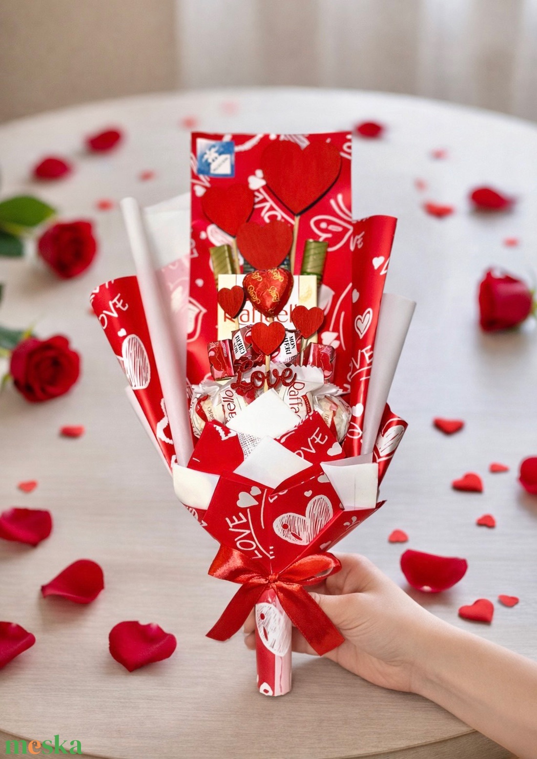 Valentin-napi édességcsokor - élelmiszer - édesség - kézműves csokoládé - Meska.hu