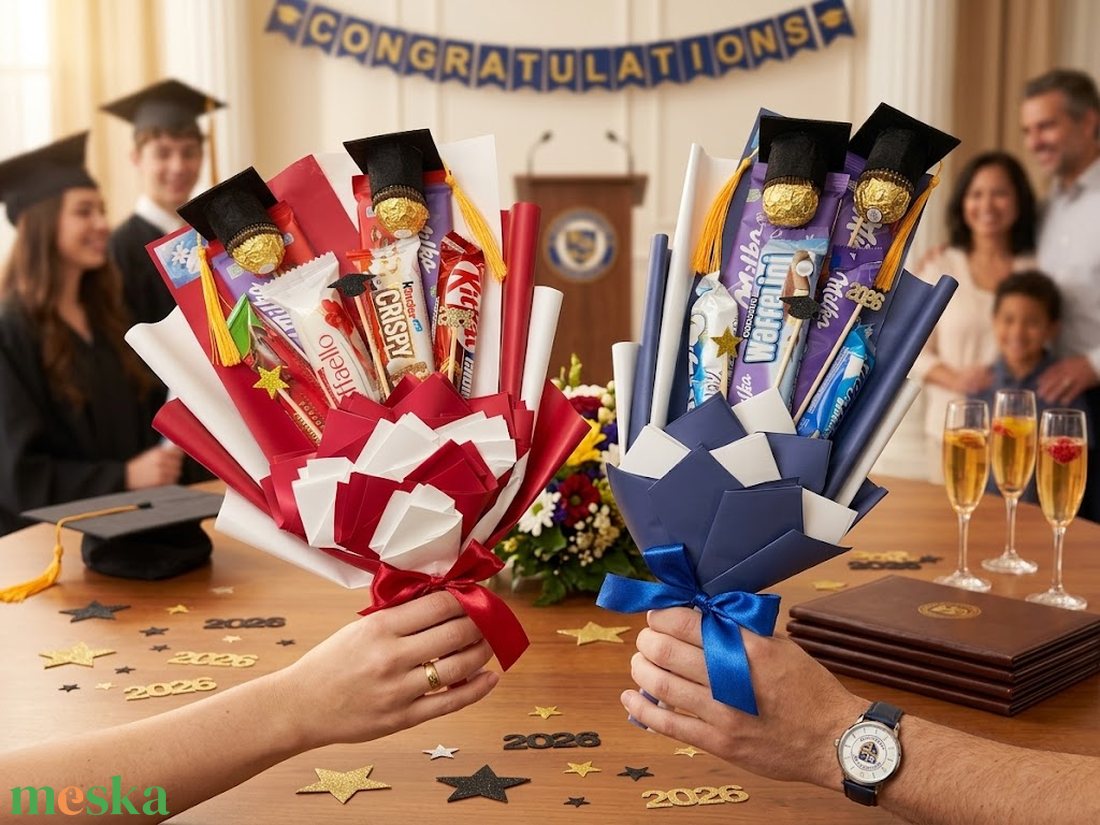 Ballagási édességcsokor - otthon & életmód - virágdekoráció - virágok - virágcsokor - Meska.hu