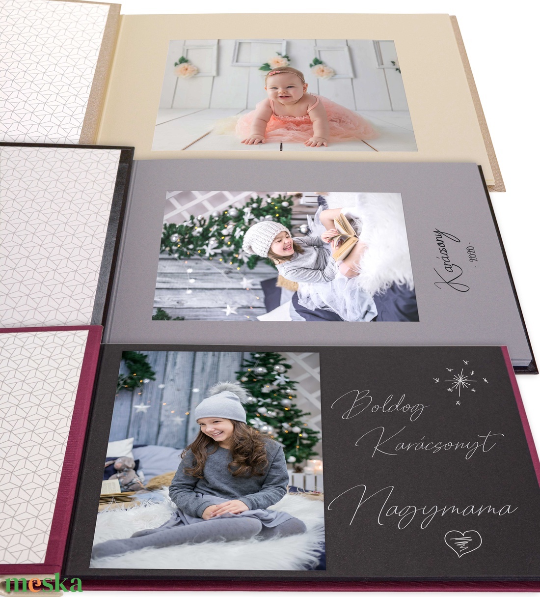 Ezüst vászon mintázatú FOTÓALBUM ablakos borítóval - otthon & lakás - papír írószer - album & fotóalbum - Meska.hu