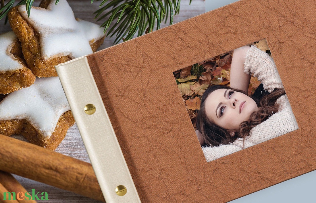 Gyűrt vörösréz FOTÓALBUM ablakos borítóval - otthon & életmód - papír, írószer - album & fotóalbum - Meska.hu