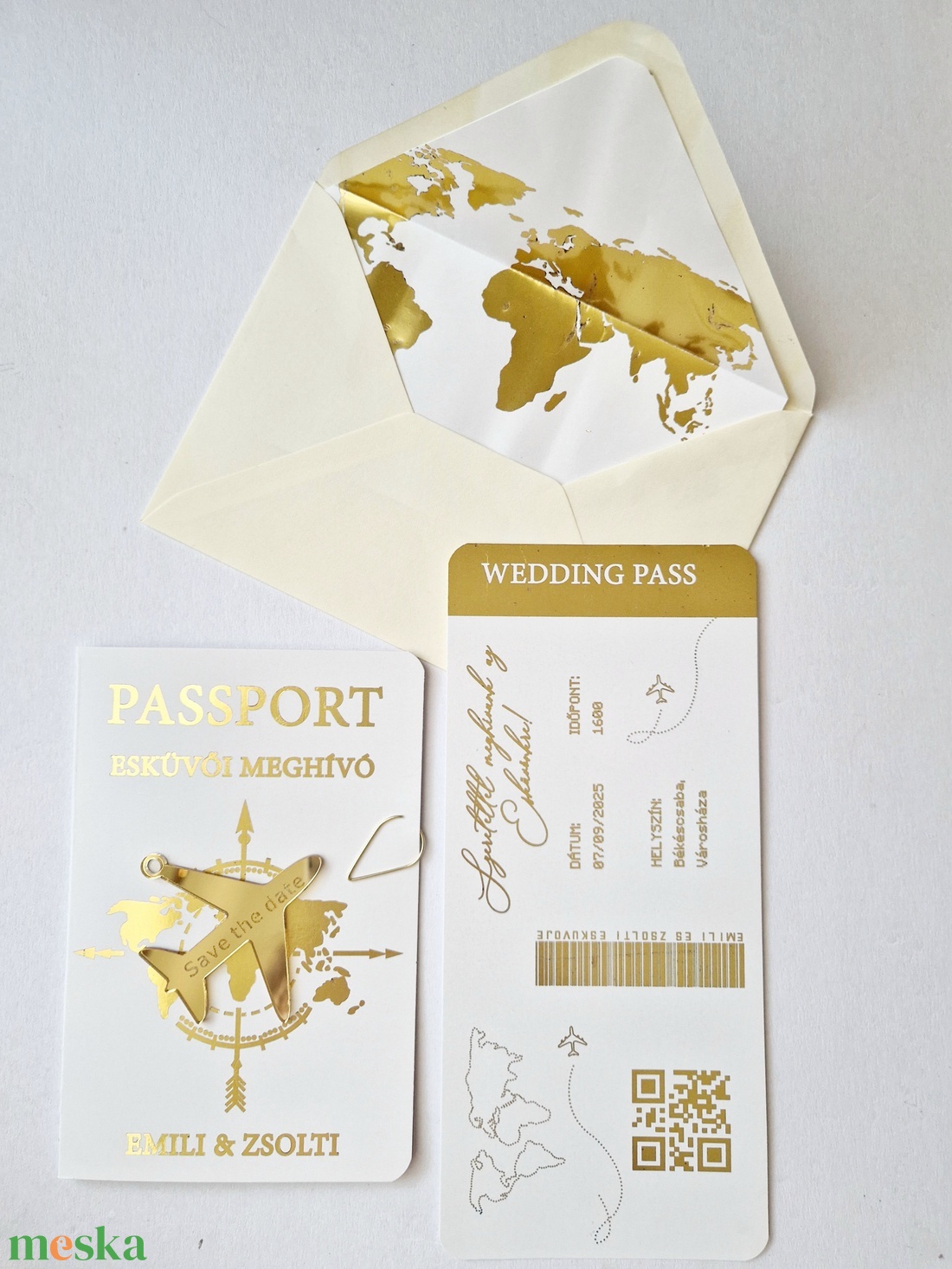 Aranyozott Passport esküvői meghívó - esküvő - meghívó & kártya - meghívó - Meska.hu