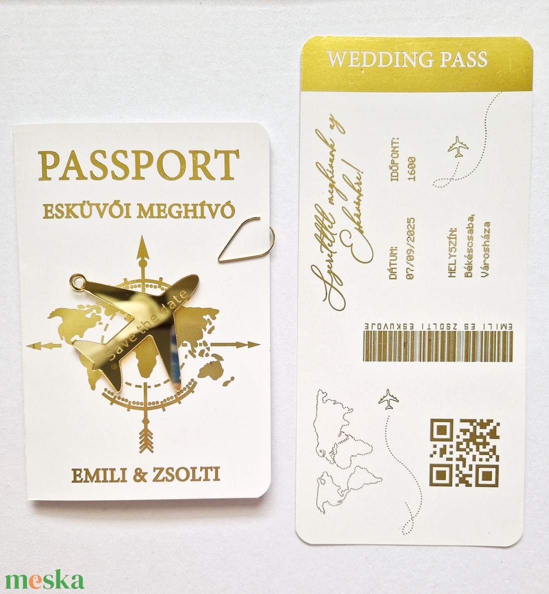 Aranyozott Passport esküvői meghívó - esküvő - meghívó & kártya - meghívó - Meska.hu