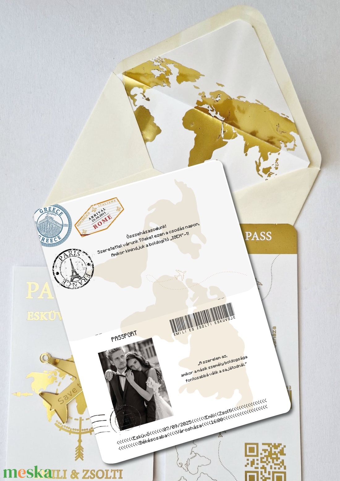 Aranyozott Passport esküvői meghívó - esküvő - meghívó & kártya - meghívó - Meska.hu