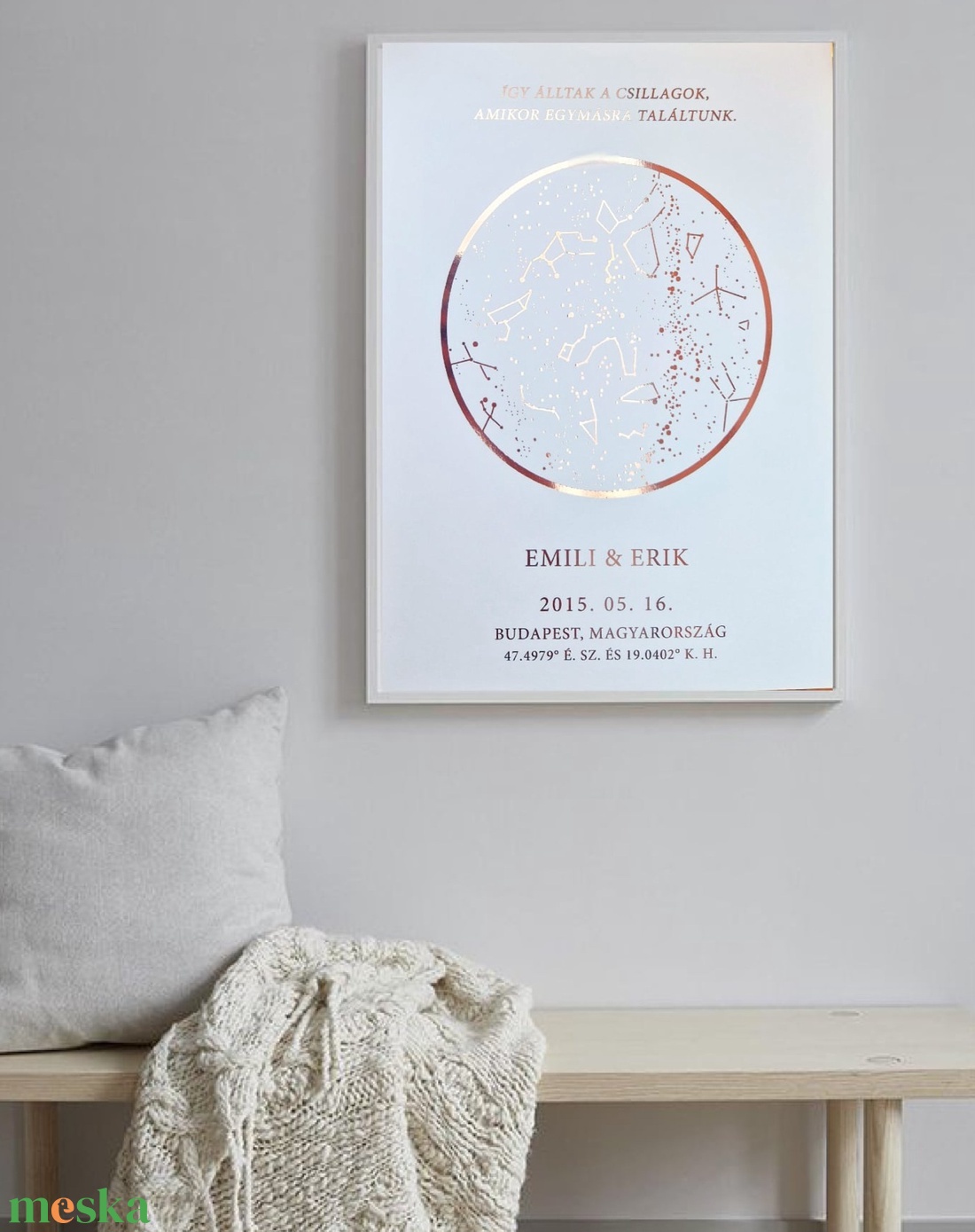 Valentin napi ajándék, Aranyozott csillagtérkép - otthon & életmód - dekoráció - kép & falikép - üvegkép - Meska.hu