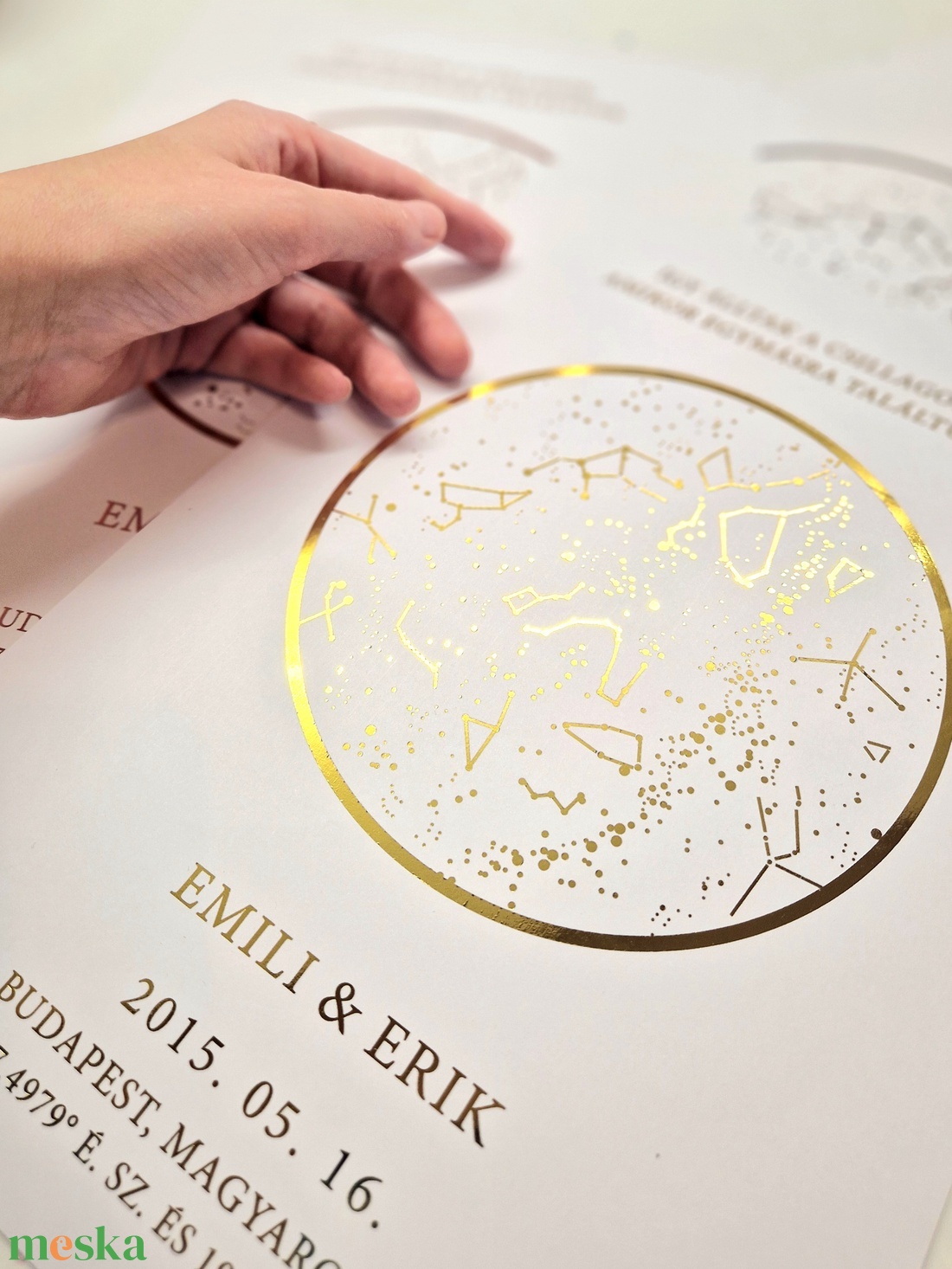 Valentin napi ajándék, Aranyozott csillagtérkép - otthon & életmód - dekoráció - kép & falikép - üvegkép - Meska.hu