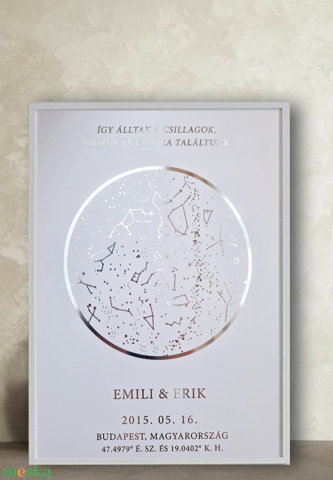 Valentin napi ajándék, Aranyozott csillagtérkép - otthon & életmód - dekoráció - kép & falikép - üvegkép - Meska.hu