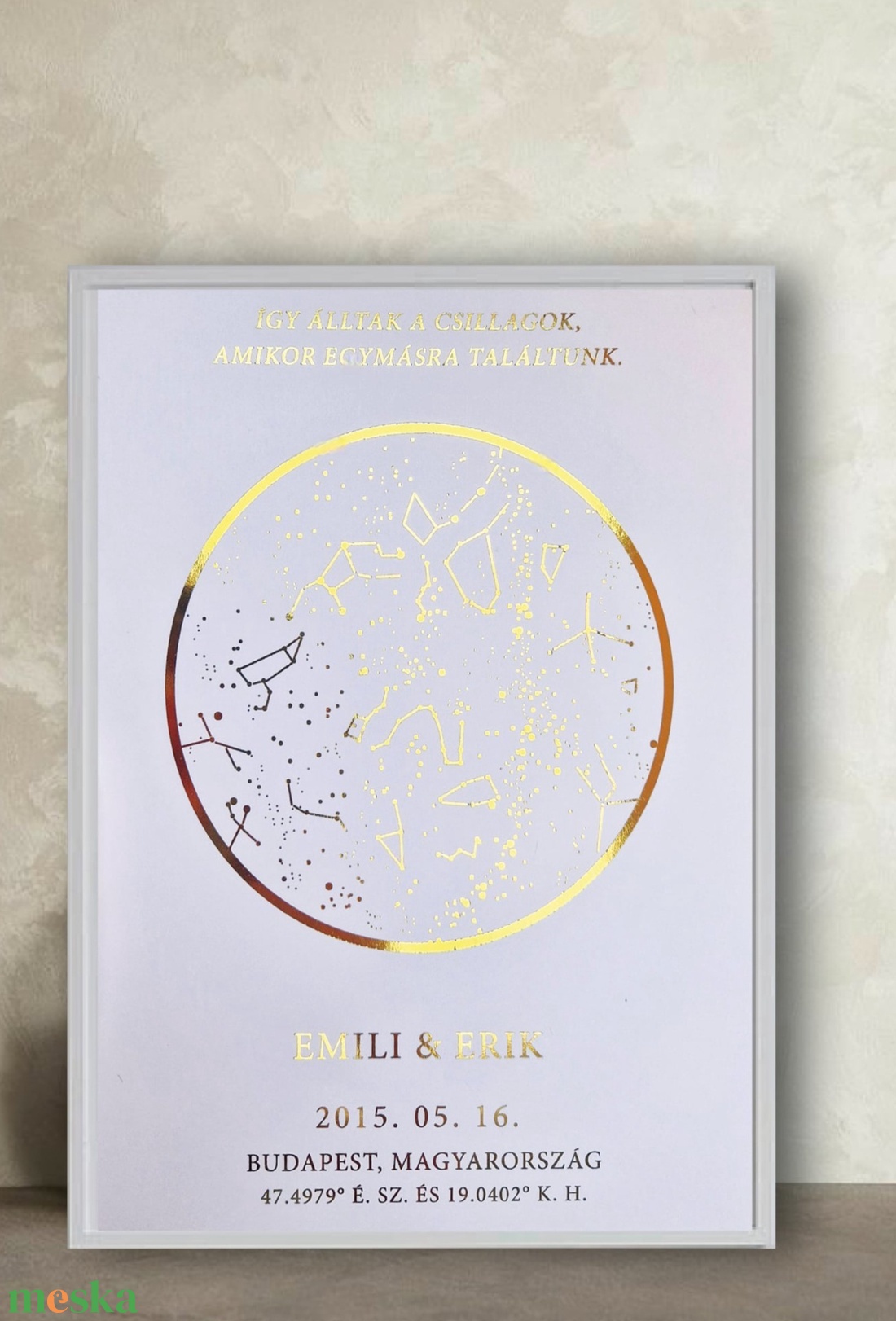 Valentin napi ajándék, Aranyozott csillagtérkép - otthon & életmód - dekoráció - kép & falikép - üvegkép - Meska.hu