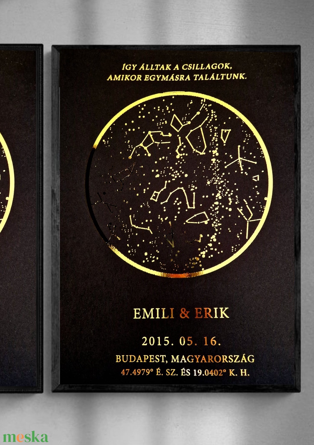 Valentin-napi ajándék, Aranyozott csillagtérkép - otthon & életmód - dekoráció - kép & falikép - poszter - Meska.hu